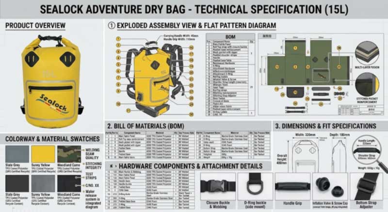 Tech Pack ສໍາລັບຖົງກັນນ້ໍາ - ສິ່ງທີ່ຕ້ອງລະບຸ